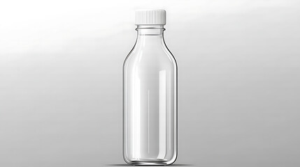 Aufkleber - A realistic vector mockup of a clear empty glass bottle with a white plastic screw cap, set against a transparent background