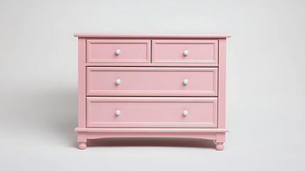 Poster - A pink children's chest of drawers, isolated against a white background