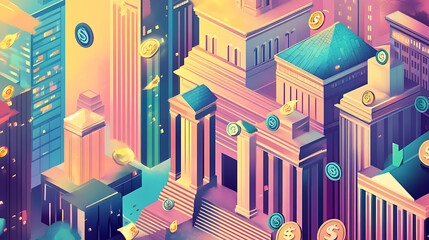 Aufkleber - A financial concept illustration focusing on multiple income streams, including passive investments such as interest, and mutual funds
