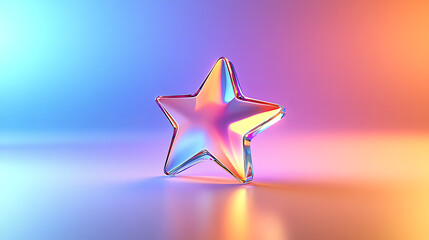 Poster - A 3D rendering of a star icon with a colorful gradient, suitable for graphic design, UI/UX, presentations, or backgrounds, with a glass effect