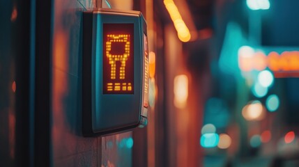 Poster - A Digit Display Showing the Number Nine on a Wall at Night