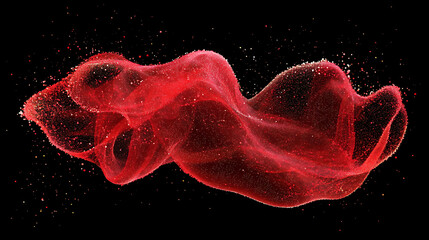 Poster - swirling red abstract particles futuristic visual effect overlay isolated on black background