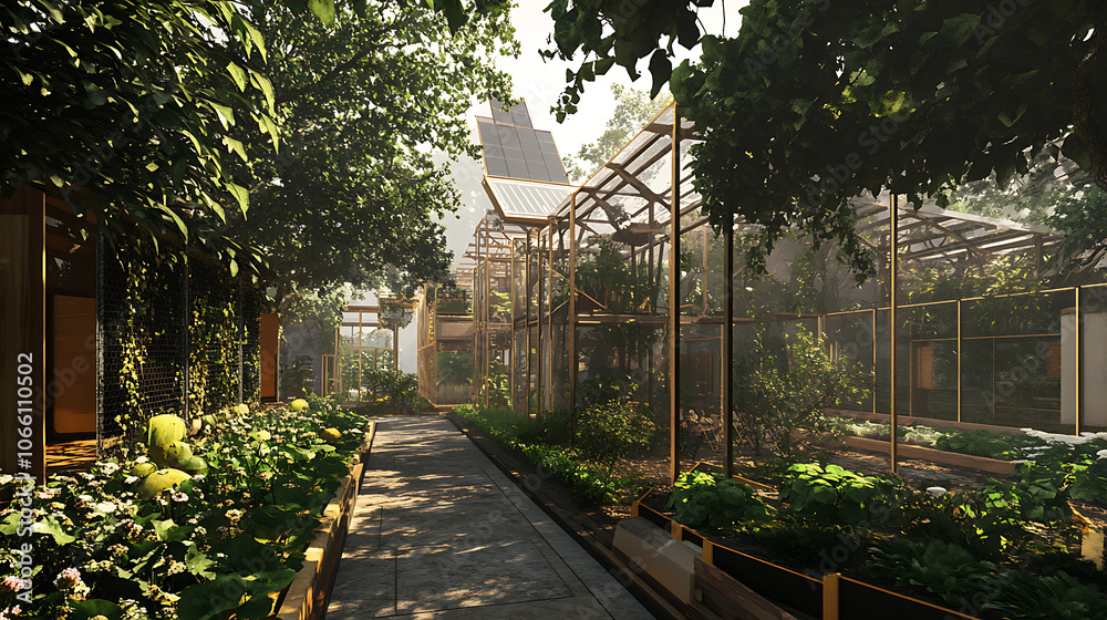 solarpunk ecocity harmonious blend of nature and sustainable technology ...