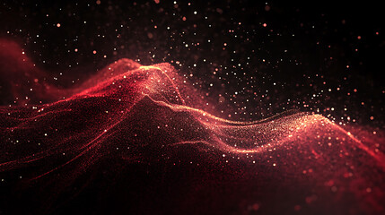 Poster - swirling red abstract particles futuristic visual effect overlay isolated on black background