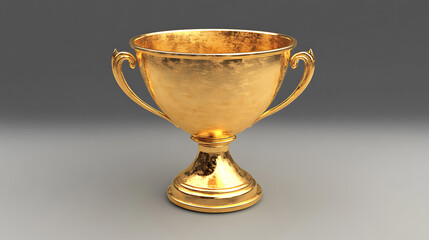 Poster - shimmering golden trophy cup symbolizing victory and success 3d illustration