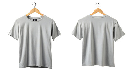 Aufkleber - mockup of plain gray tshirt with wooden hanger front and back views isolated on white