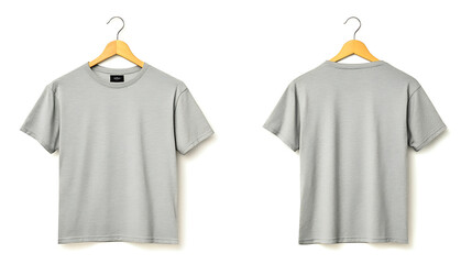 Aufkleber - mockup of plain gray tshirt with wooden hanger front and back views isolated on white