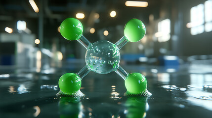 Aufkleber - green hydrogen h2 gas molecule sustainable clean energy solution for ecofriendly future industry