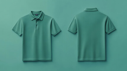 Aufkleber - front and back green polo shirt mockup isolated cut out