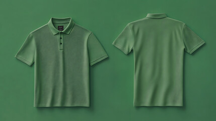 Aufkleber - front and back green polo shirt mockup isolated cut out