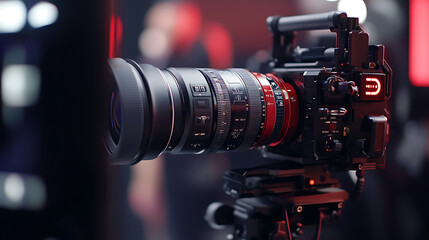 Poster - closeup of video camera lens 219 aspect ratio filmmaking concept photo