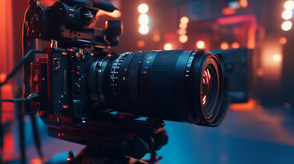 Poster - closeup of video camera lens 219 aspect ratio filmmaking concept photo