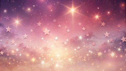 Wall Mural - Soft pastel pink starry night sky with shimmering stars effect, rendering picture , Pink, Soft, Pastel, Starry, Night, Sky