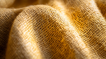 Poster - Jute hessian sackcloth canvas sack cloth woven texture pattern background in yellow beige cream brown color