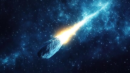 Wall Mural - A fiery comet streaks through a vast nebula, leaving a trail of glowing gas and dust.