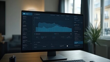 Aufkleber - A Close-Up Shot of a Computer Monitor Displaying a Financial Dashboard