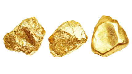 Poster - Natural Gold Nuggets Collection on a Transparent Background Generative AI