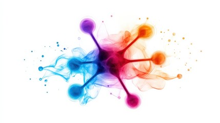 colorful abstract art with vibrant smoke effect on a white isolated background.