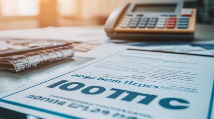 Poster - Close-up of a Tax Form with a Blurred Background