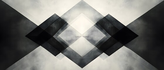 Poster - Abstract geometric shapes converge in a captivating interplay of light and shadow, creating a striking visual effect.