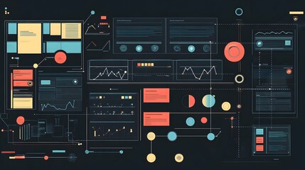 Poster - Colorful data visualization interface showcasing graphs, charts, and analytics for business insights.