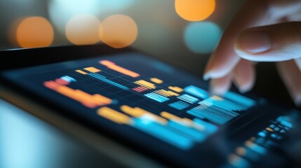 Poster - A Hand Interacting with a Tablet Displaying Data