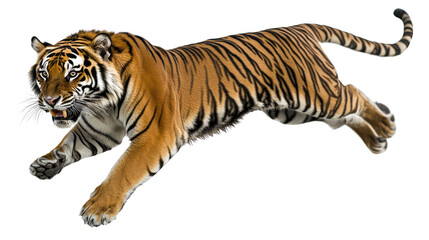 Poster - Jumping Tiger in Motion on a Transparent Background Generative AI