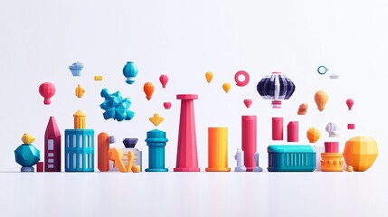 Poster - Colorful 3D Business and Technology Illustration