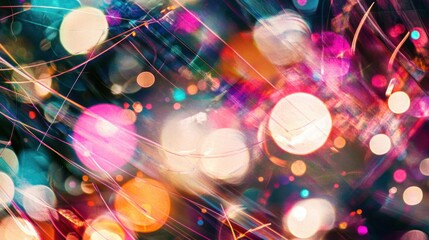 Poster - Abstract Background with Blurred Lights and Overlapping Lines