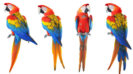 Poster - Colorful Macaw Ara Parrots on a Transparent Background Generative AI