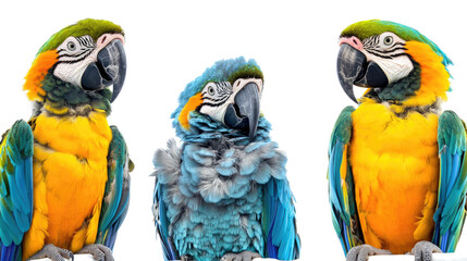 Poster - Colorful Macaw Parrots Grouped Together on a Transparent Background Generative AI