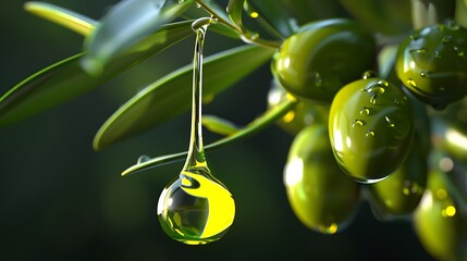 Wall Mural - Fresh olives with drop of olive oil