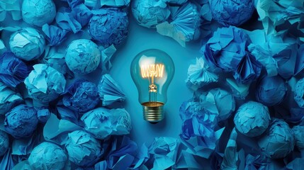 Poster - Bright Ideas Among Blue Paper Shapes