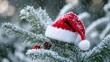 © PUKPIK - Festive Snow-Dusted Santa Hat on Christmas Tree Branch