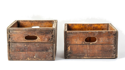 Poster - Vintage Weathered Wooden Crate Boxes on Transparent Background Generative AI