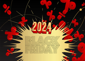 Poster - Black Friday Sale banner template for 2024 advertising discounts with text for special offers. Vector poster illustration.