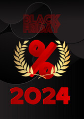 Poster - Black Friday Sale banner template for 2024 advertising discounts with text for special offers. Vector poster illustration.