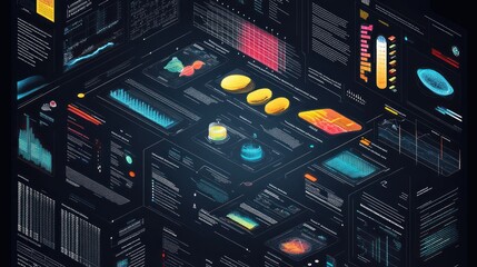 Poster - Futuristic Interface with Data Displays and Graphics