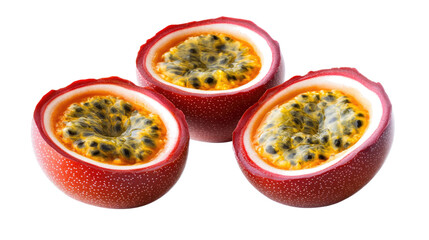 Poster - Sliced Passion Fruits With Vibrant Seeds on Transparent Background Generative AI