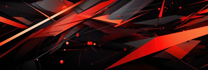 Poster - Abstract Geometric Pattern with Red and Black Shapes and Circles