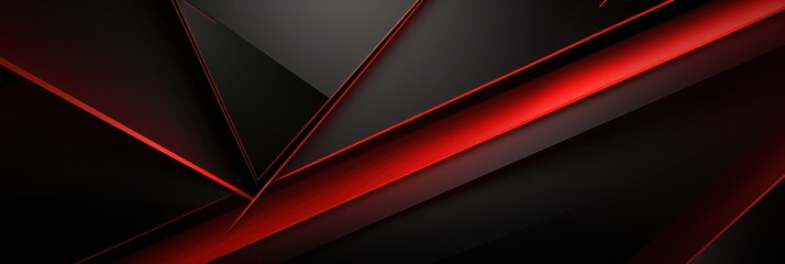 Poster - Abstract Geometric Design with Black and Red Stripes