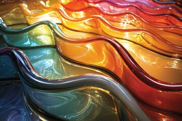 Poster - Abstract Wavy Glass Surface in Vibrant Colors