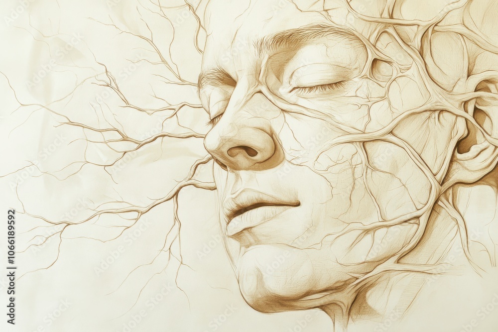 Anatomical Illustration of Trigeminal Nerve Anatomy Stock Illustration ...