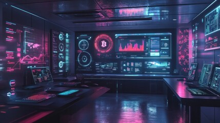 Poster - Cyberpunk Bitcoin Trading Room