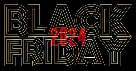 Poster - Black Friday Sale banner animation for 2024 advertising discounts with text for special offers. Video poster.