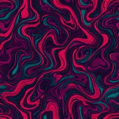 Poster - abstract swirling pattern in vibrant pink, teal, and black.