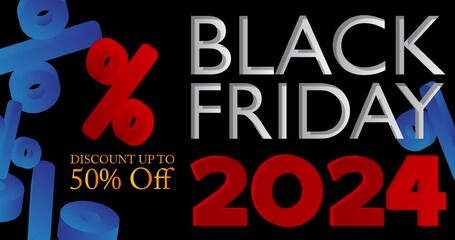 Poster - Black Friday Sale banner animation for 2024 advertising discounts with text for special offers. Video poster.