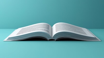 Poster - Open Book with Unreadable Text on Teal Background