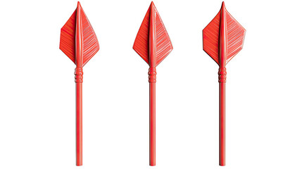 Poster - set of three vibrant red arrows isolated on a transparent background generative ai