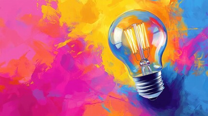 Poster - Colorful Light Bulb with Abstract Background